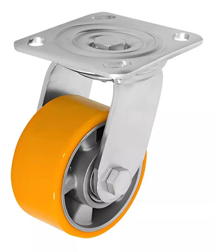 Rodaja Aluminio Poliuretano Naranja Placa 4´´ Freno Dogotuls - Dogotuls - vista trasera