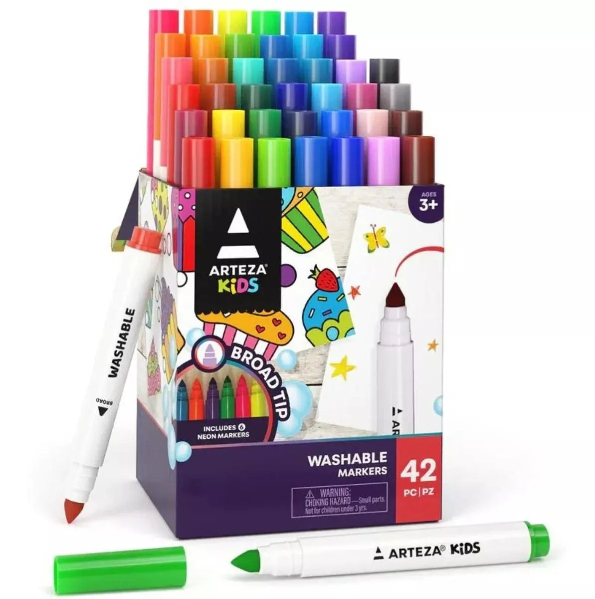 42 Plumones Niños Marcador Dibujo Punta Ancha Lavable Arteza - Arteza