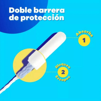 8 Tampones Tampax Pearl Regular Aplicador Plástico - P&amp;G - vista trasera