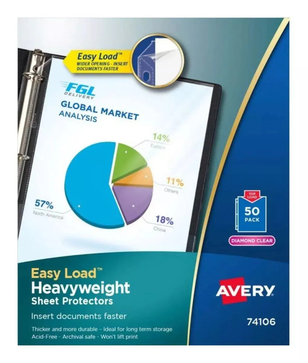 50 Protectores Hojas Grueso Cristalino Avery Tamaño Carta - Avery - vista trasera