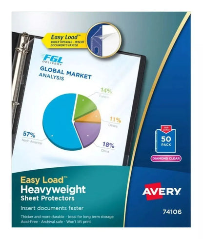 50 Protectores Hojas Grueso Cristalino Avery Tamaño Carta - Avery - vista trasera