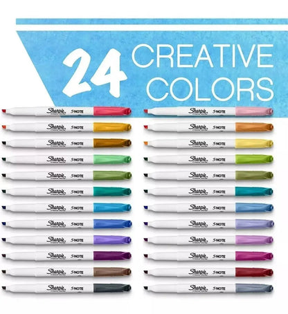 Marcatextos Sharpie S Note Punta Cincel Tonos Pastel 24 Piezas - Sharpie