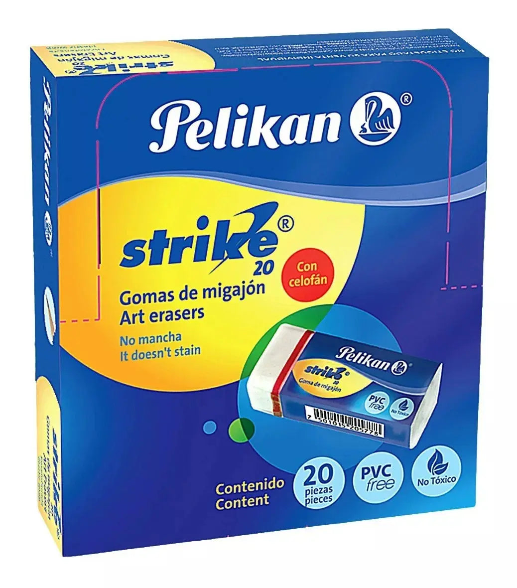 20 Goma Borrador Migajon Superborrado Lápiz Pelikan Strike20 - Pelikan - uso