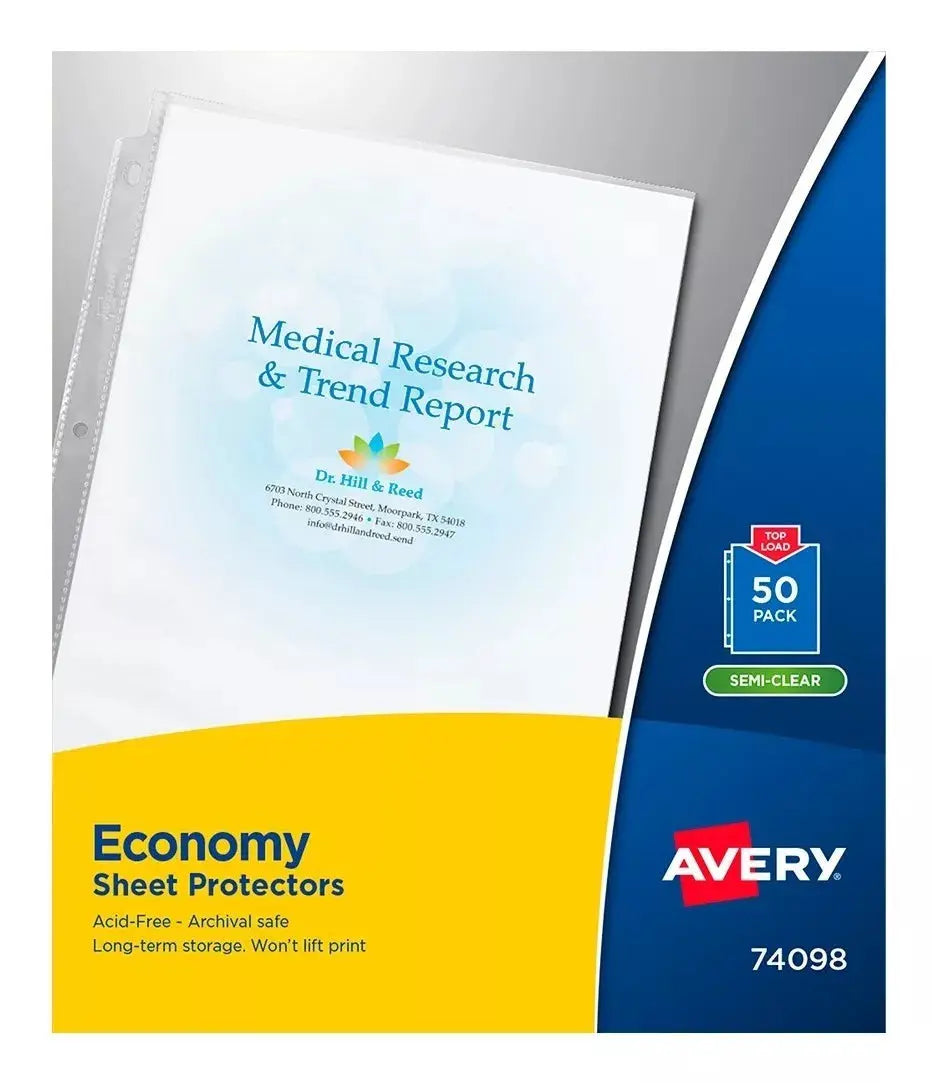 50 Protectores Hojas Avery Tamaño Carta Transparente Carpeta - Avery - detalle