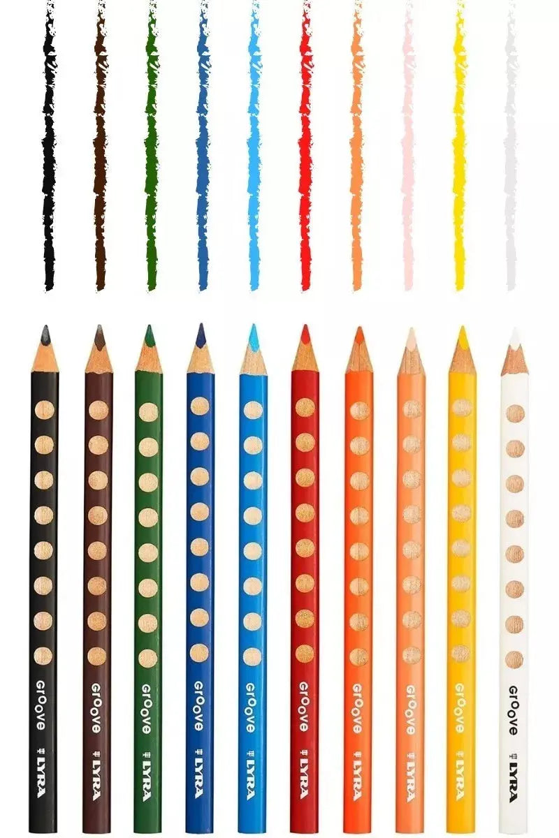 10 Lápices De Colores Triangular Lyra Groove Grip Natural - lyra - detalle