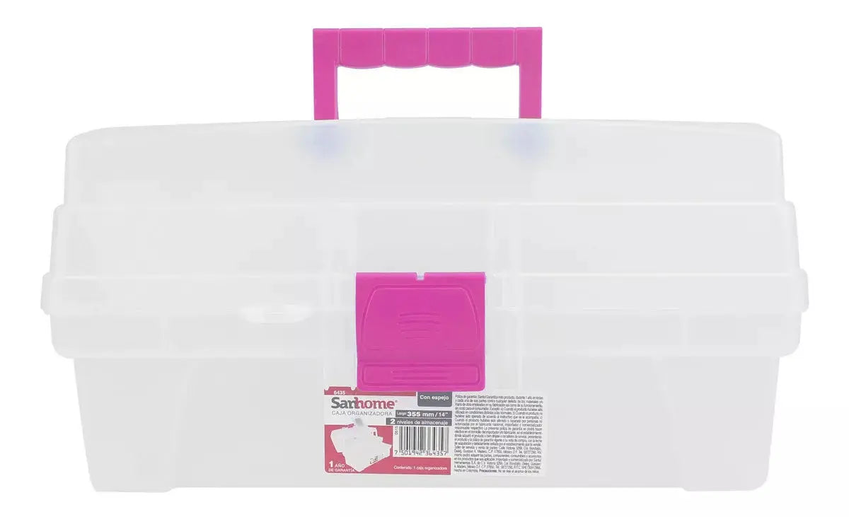 Caja Herramienta Santul Plástica 2 Bandeja Transparente Rosa - Sanhome