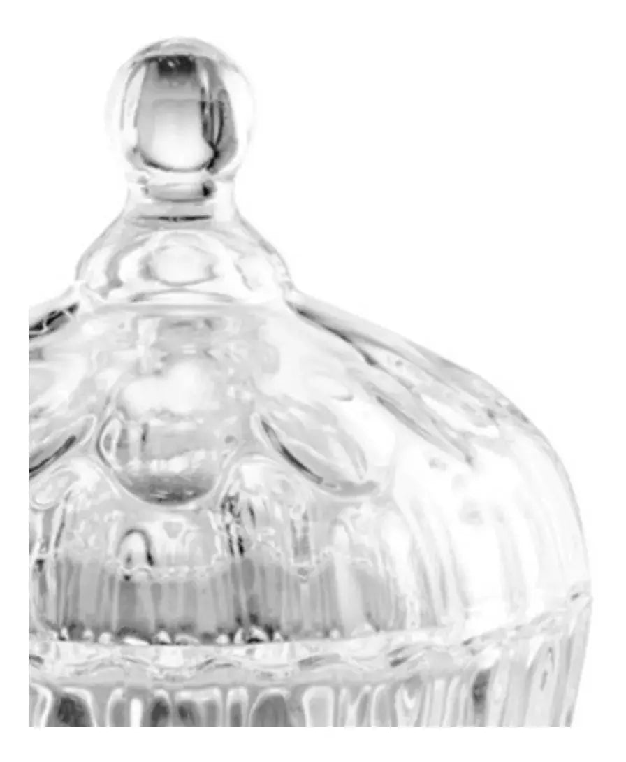 Azucarera Dulcero Bombonera Vidrio Cristal Labrado Tapa - Vittori - detalle