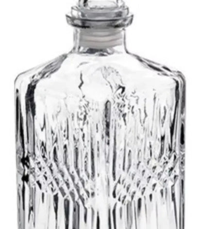 2 Pz Licorera Cuadrada Grande Rodas 750ml Vidrio Cristal - Vittori
