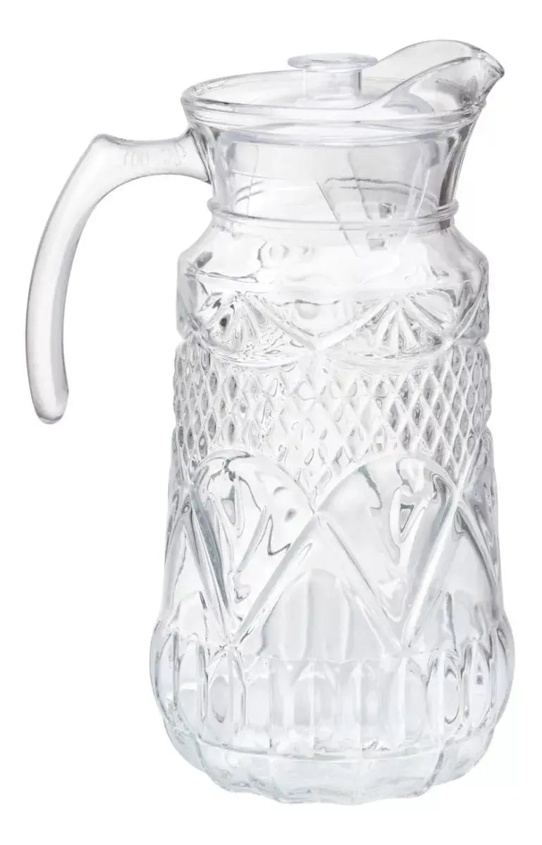 Jarra Vidrio Grueso Arcadia 1.6 L C/tapa Agua Cristal Fina - Vittori - vista lateral