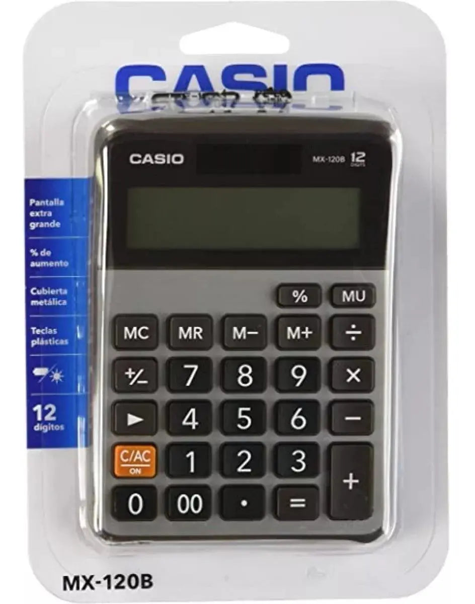 Calculadora Escritorio Casio Mx-120b Gris 12 dígitos Cuadrada - Casio - contenido