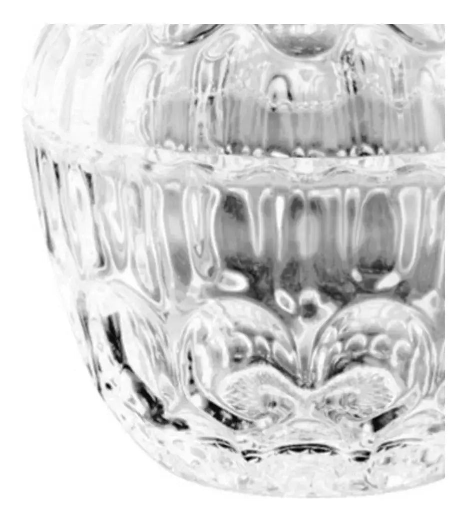 Azucarera Dulcero Bombonera Vidrio Cristal Labrado Tapa - Vittori - vista lateral