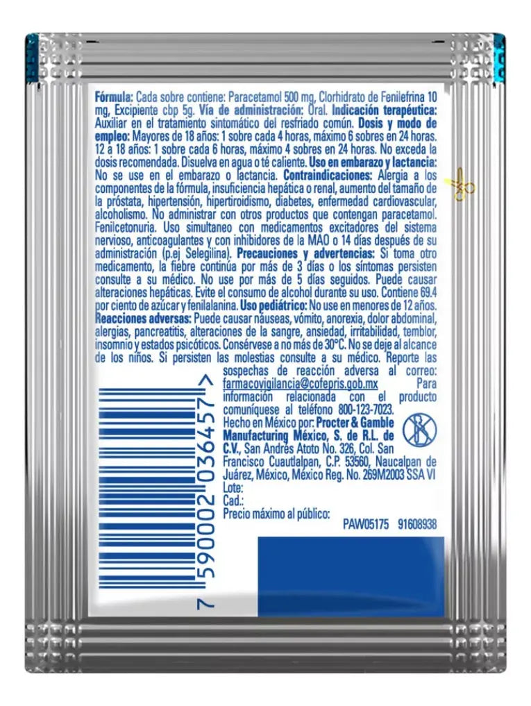 Vick Pyrena Auxiliar Antigripal Sabor Miel Y Limón 5 Sobres - KCTS - detalle