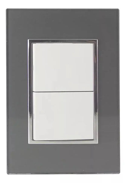 Placa Apagador Doble Sanelec Venecia Humo - Sanelec - detalle