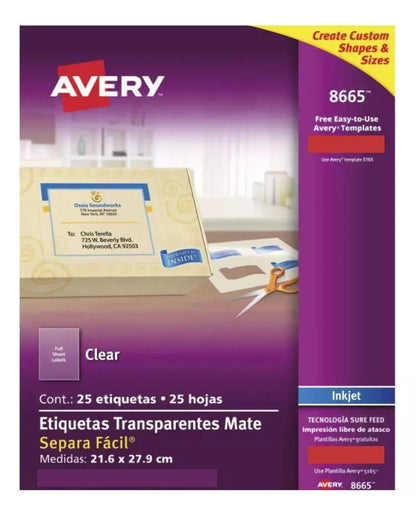 Etiquetas Traslucidas Avery 21.6 Cm X 27.9 Cm Adhesivas Mate - Avery - vista lateral