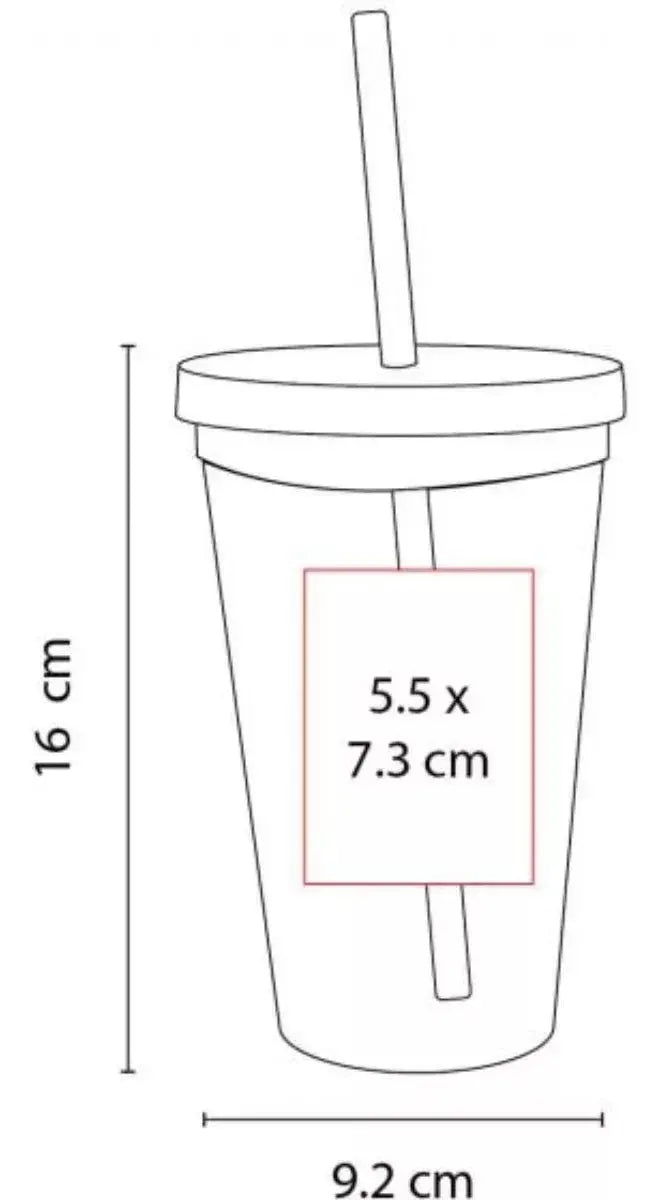 Vaso Doble Pared Transparente Tapa Popote Plastico 500ml - Promopción