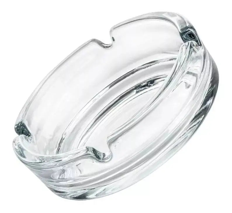 Set De 2 Cenicero Vidrio Fino Redondo Cristal Liso Grande - Vittori - empaque