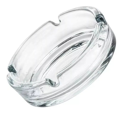 Set De 2 Cenicero Vidrio Fino Redondo Cristal Liso Grande - Vittori - empaque