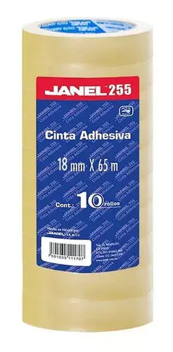 10 Cinta Adhesiva Janel Transparente 18mmx65m Rollo Pequeña - Janel