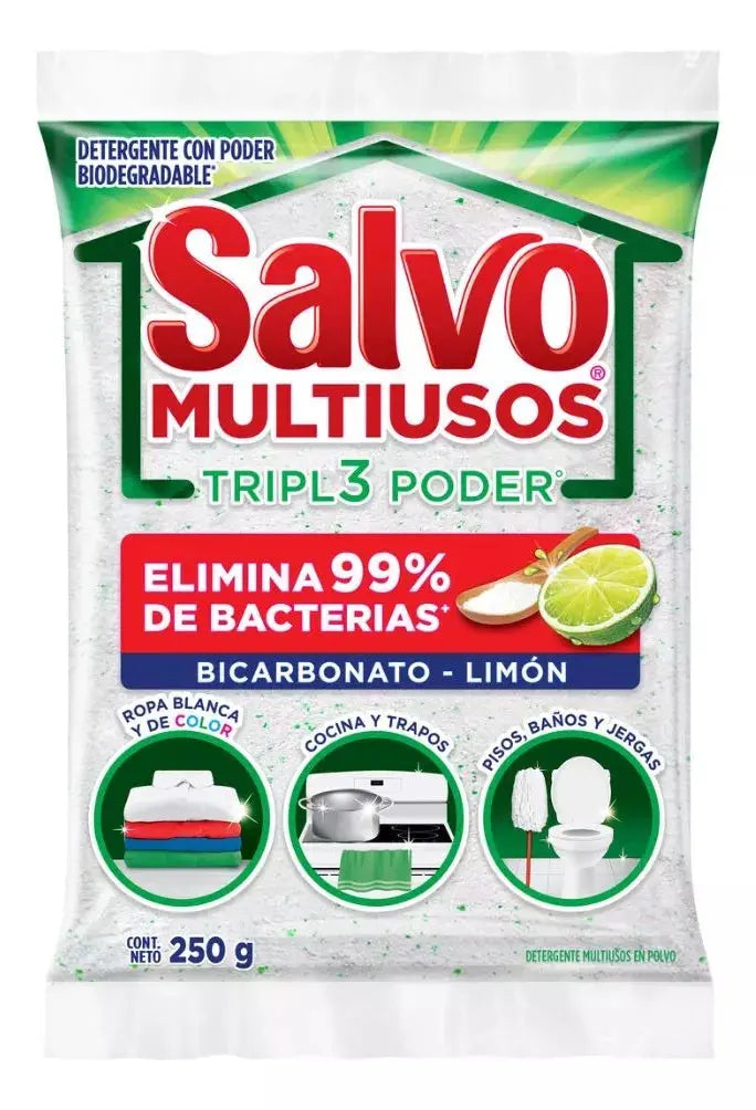 Salvo Multiusos Detergente En Polvo Triple Poder Accion 250g - P&amp;G