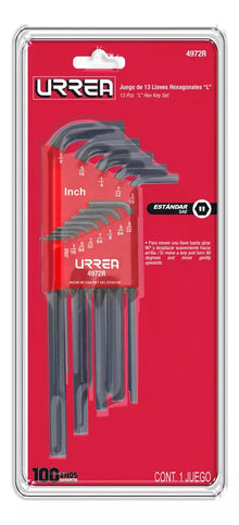 Juego 13 Piezas Llaves Hexagonales Urrea Tipo L Acero - Lock - detalle