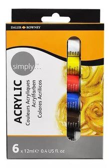 Pintura Acrílica Tubo Daler Rowney Simply 12ml Set 6 Colores - daler rowney - vista lateral