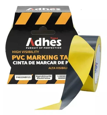 Cinta Advertencia Marcaje Adhes Negro/amarillo Pvc 33m - ADHES - detalle