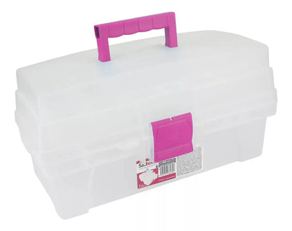 Caja Herramienta Santul Plástica 2 Bandeja Transparente Rosa - Sanhome - vista lateral