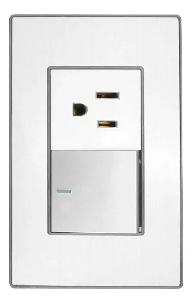 Placa Cordoba Apagador C/contacto Sanelec Inoxidable 4632 - Sanelec - vista lateral