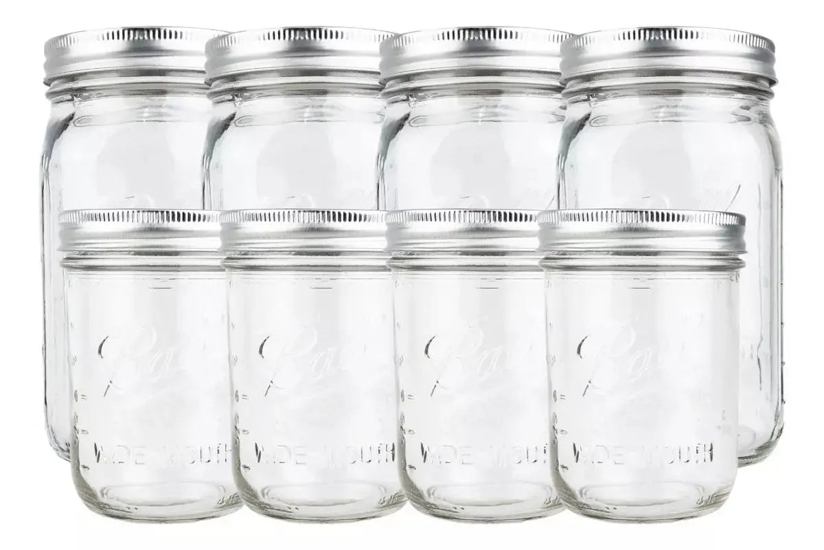 Frasco De Vidrio Mason Jar Ball 16 Oz Y 32 Oz 8 Pack - Coveme - vista lateral