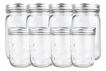 Frasco De Vidrio Mason Jar Ball 16 Oz Y 32 Oz 8 Pack - Coveme - vista lateral