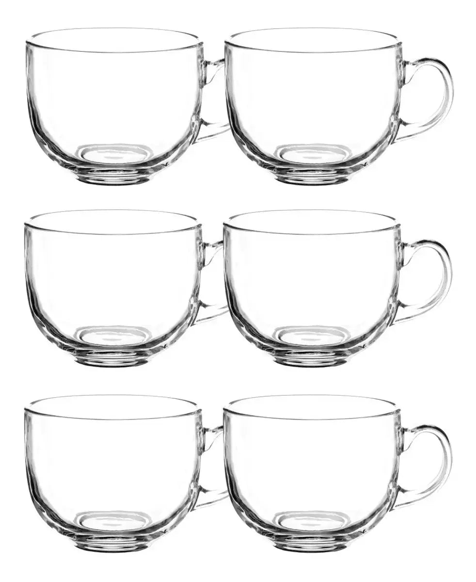 Juego 6 Tazas Café Te Grande Jumbo 500ml Vidrio Capuccino - Vittori