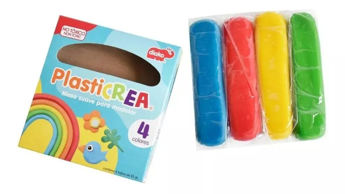 Set 4 Plasticrea Plastilina Diako Masa Moldeable Niño Color - Diako