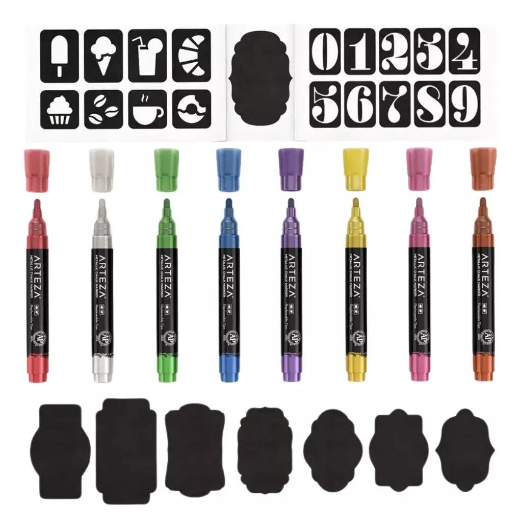 Set 8 Rotuladores Tinta Liquida Colores Metalicos Arteza - Arteza - detalle
