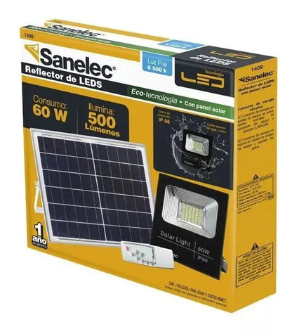 Reflector Solar Led Sanelec 60w Control Remoto Exteriores - Sanelec - empaque