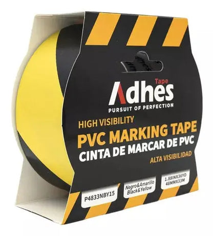 Cinta Advertencia Marcaje Adhes Negro/amarillo Pvc 33m - ADHES - contenido