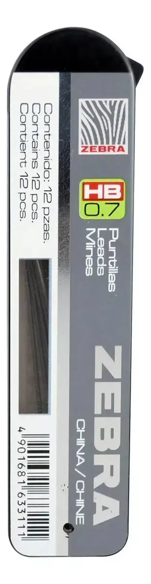12 Piezas Puntillas Zebra Grafito Hb 0.7mm Caja Portaminas - Zebra - detalle
