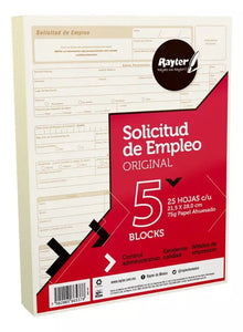 5 Blocks Solicitud Empleo Rayter Ahuesado C/25 Hojas C/u - Rayter