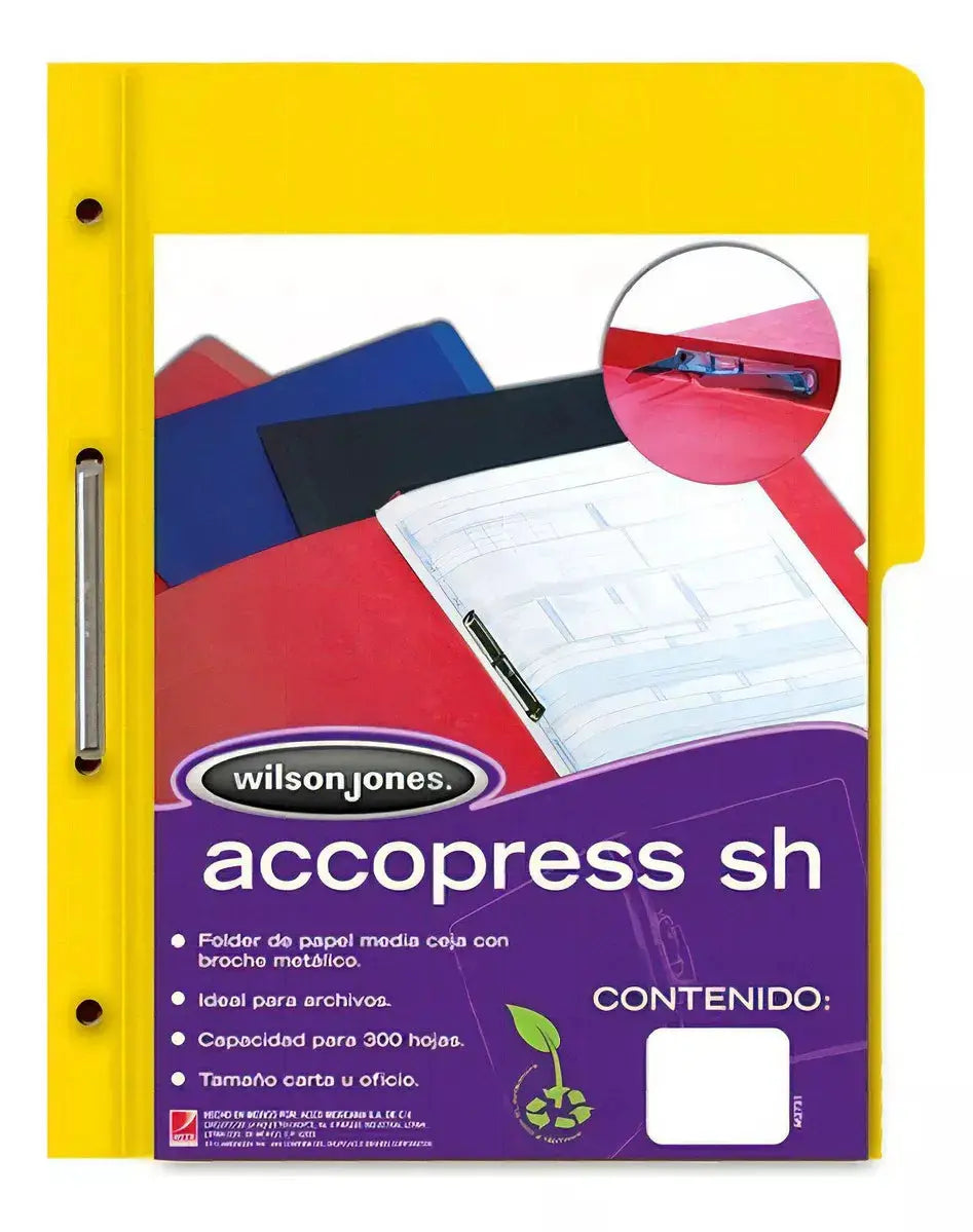 10pz Folder De Papel Tamaño Oficio Acco Accopress Amarillo - ACCO - detalle