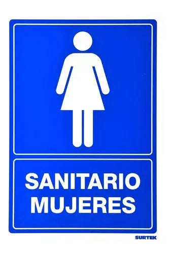 Señalamiento Sanitario Mujeres Surtek 25 X 36 Cm Color Azul - Lock