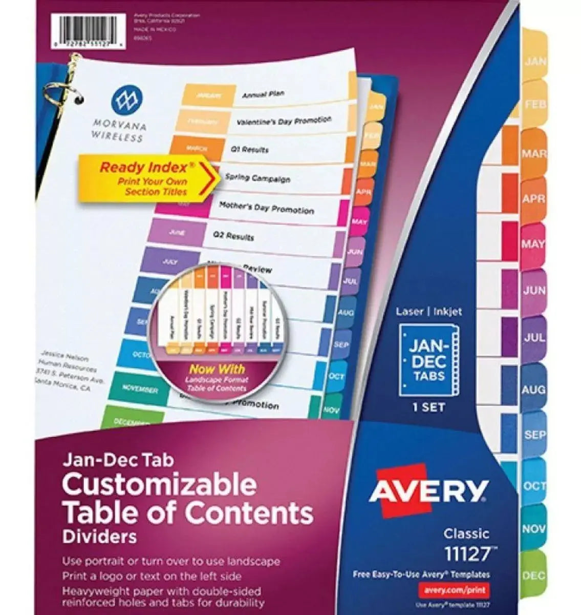 Separador Prediseñado Avery Pestañas Multicolor Mensual - Winsor and Newton - vista lateral