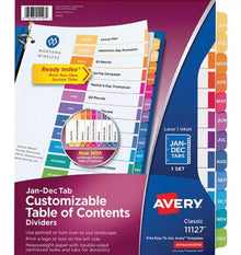Separador Prediseñado Avery Pestañas Multicolor Mensual - Winsor and Newton - vista lateral