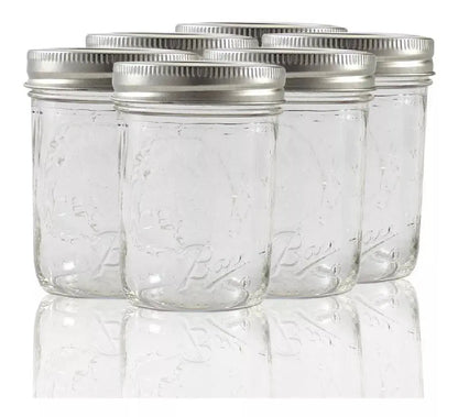 6pz Frasco Vidrio Mason Jars Ball 8oz Tarro Envase Tapa - marchante.shop - vista trasera
