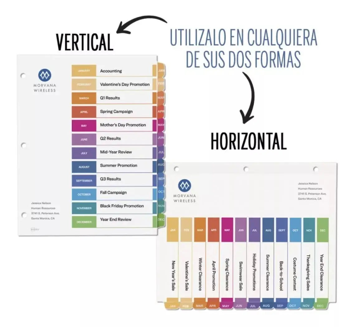 Separador Prediseñado Avery Pestañas Multicolor Mensual - Winsor and Newton