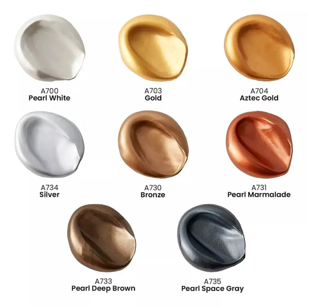 Set 8 Pinturas Acrilicas Tubos 120ml Tono Metales Arteza - Arteza
