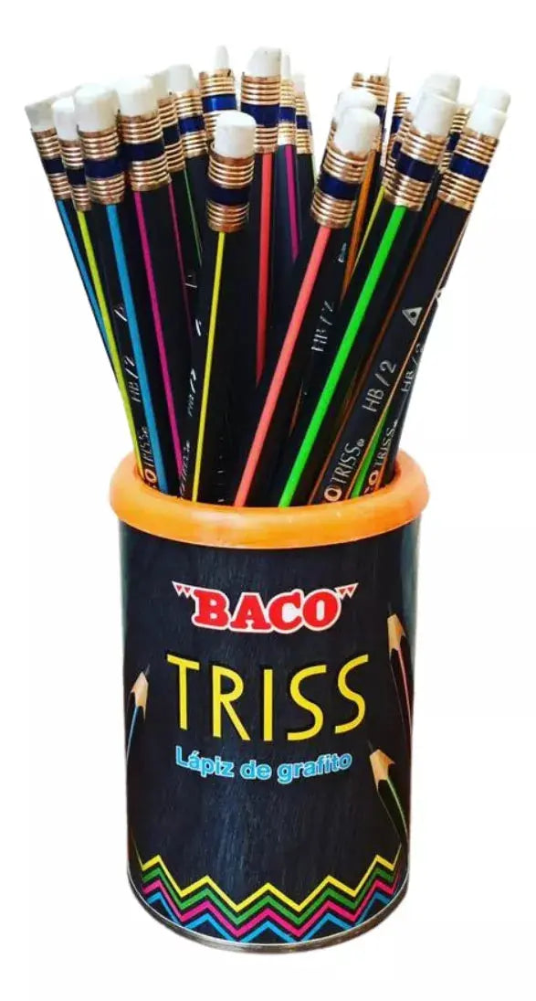 Bote 50 Lapices Madera Grafito Hb/2b Goma Borrar Baco Triss - BACO - detalle