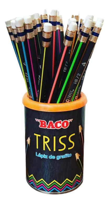 Bote 50 Lapices Madera Grafito Hb/2b Goma Borrar Baco Triss - BACO - detalle