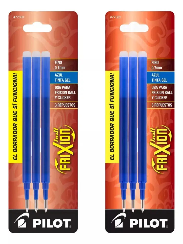 2 Paquetes Repuestos Pilot Frixion Tinta Borrable 6 Piezas Azul - Pilot