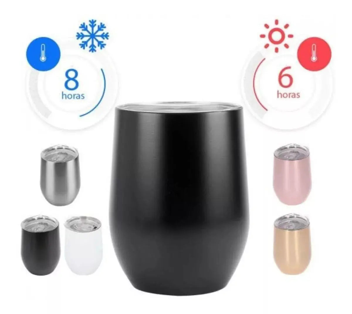 Vaso Termo Acero Inoxidable Vino Cafe Te 350ml Colores Dorado - Promoopcion - detalle
