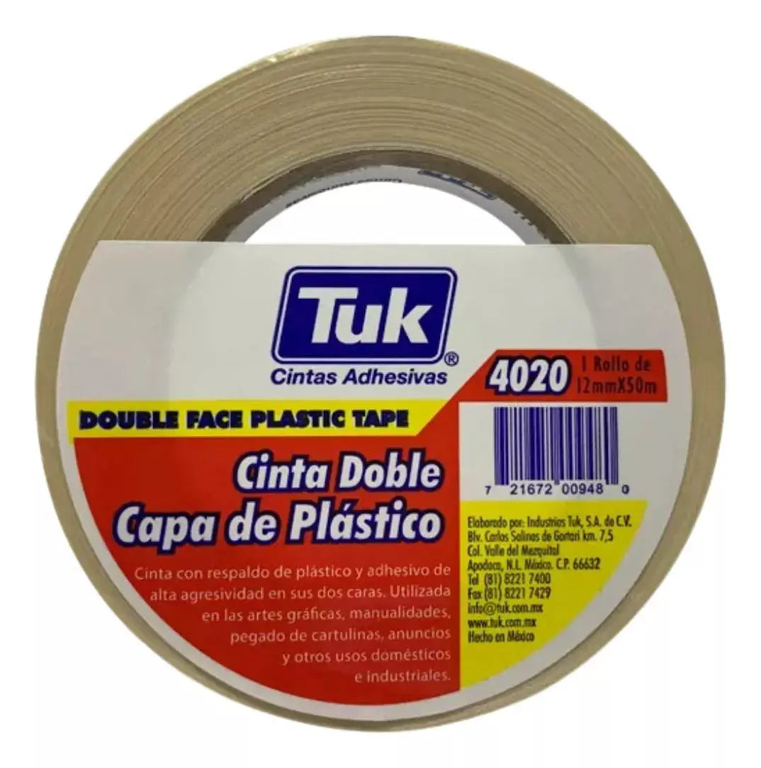 Cinta Doble Capa Poliester 4020 Tuk 12mm X 50m Uso General - Tuck