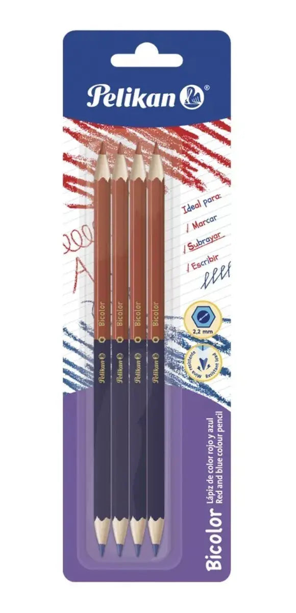 Lapices Duo Bicolor Azul Oscuro Rojo CarmÃ­n Pelikan 4 Piezas - Pelikan